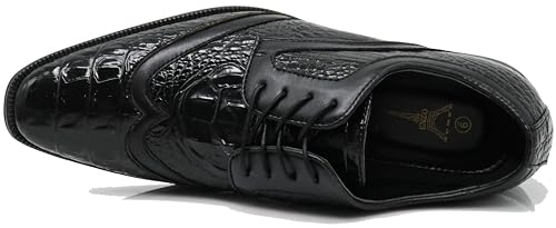 Image of ODN Men's Alligator Crocodile Print Oxfords Fashion Lace Up Dress Shoes