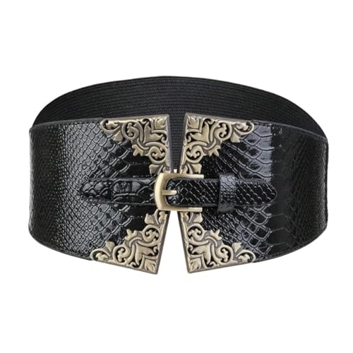 Womens Belt Women's Vintage Metal Embossed Pattern Elastic Waist Belt