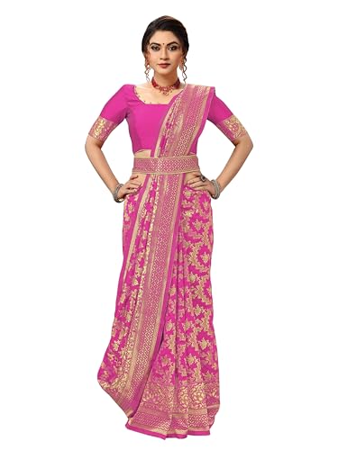 Image of TRENDMALLS Women's Banarasi Silk Saree with Unstitched Blouse Piece