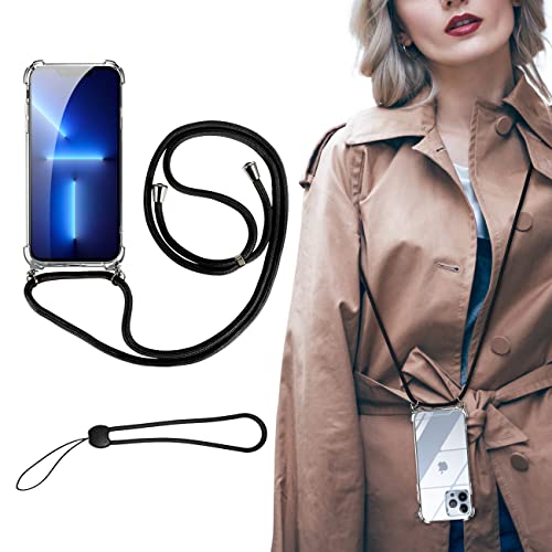 FAMROLLS 対応 iPhone 13 pro ケース クリア 6.1 インチ 【ストラップ2種付き】対応 iPhone 13 pro スマホ シリカゲル カバー 透明 保護カバー 薄型 軽量 長さ調整ボタン付きの肩掛けストラップ 首掛け 縄掛けケース