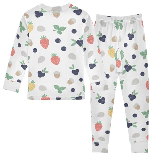 Pajama Sets Long Sleeve Fruits Berries Pattern Soft Comfy Sleepwear 2 Piece PJS 3-8T3