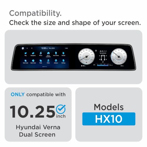 Image of Spartan Shield [2 PACK] Screen Protector For Hyundai Verna 2026 Facelift || Fits Top-End HX10 Model || 10.25 Inch Dual-Screen Infotainment & Instrument Cluster Protector || Anti Scratch | Water Repellant | HD Clarity | High Touch Sensitivity | Bubble Free Installation || New VERNA 2026+ Car Stereo Film || Android TouchScreen Accessories [Not Tempered Glass]