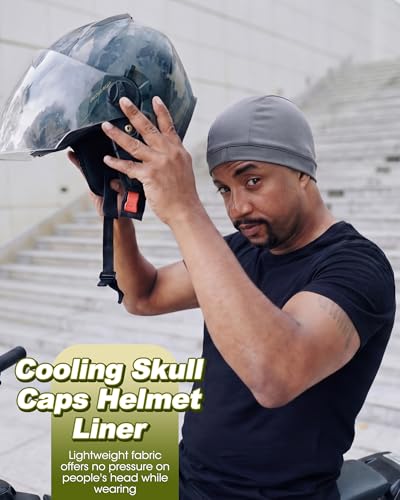 Image of 9 Pcs Cooling Skull Cap Camo Liner Sweat Wicking Lightweight Cycling Cap Running Hat for Men Women