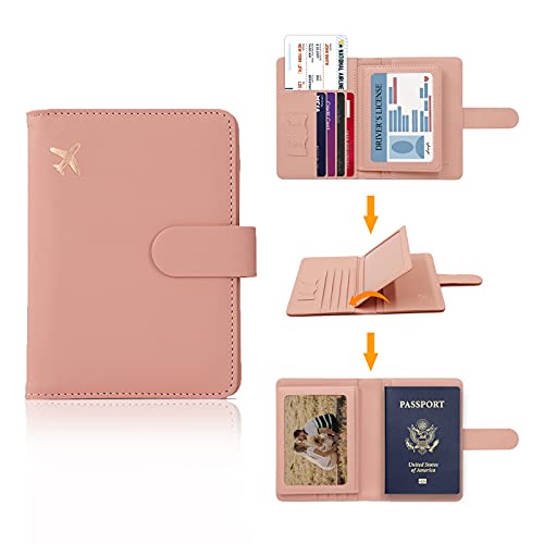 Image of Melsbrinna Rfid Passport Holder for Travel women /Men, Cute Passport Wallet Rfid Blocking Card Slots, Rfid Passport Cover /CaseTravel Wallet, Passport Book Holder (1, Pink)