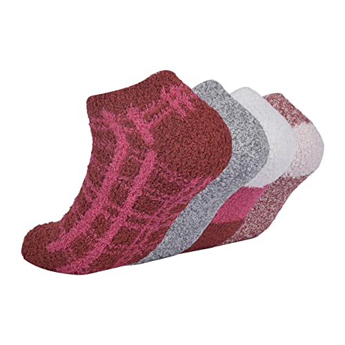 Image of Lucky Brand Women's 4-Pack Plaid Sftee Low Cut Socks, Cinnabar, 9-11