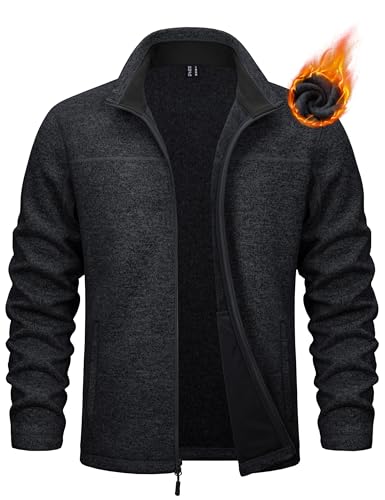 MAGCOMSEN Men's Fleece Jacket Lightweight Full Zip Jackets Casual Soft Warm Winter Coats Zip Up Sweater with Pockets