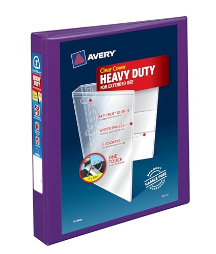 Avery(R) Heavy-Duty View 3 Ring Binder 1 One-Touch EZD(R) Rings 1 Purple Binder (79771)