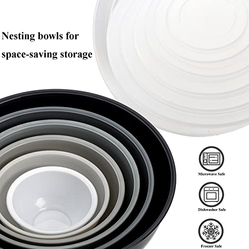 Okllen 12 Piece Plastic Mixing Bowls With Lids, Colorful Nesting Bowl Set 6 Prep Bowls And 6 Lids, Stackable Mixing Bowls For Cooking, Baking, Fruit, Salads, Food Storage, Microwave And Freezer Safe #TOP2