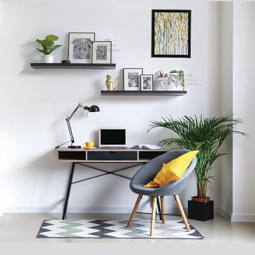 Image of Wooden Floating Wall Shelf| Wall Mount| Wall Rack| Wall Bracket for Home and Office Decor | Big Mounted Cabinets (Large, Set of 2, Black)