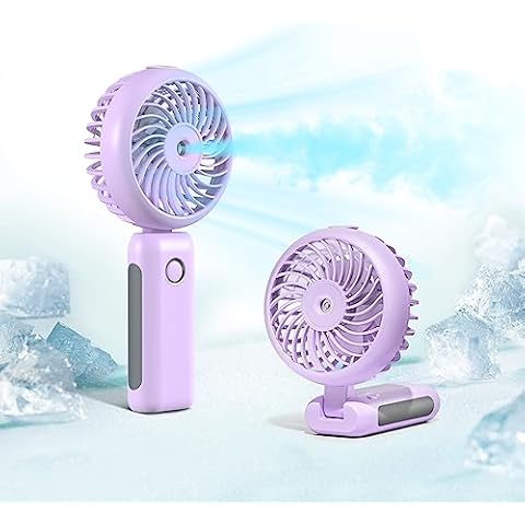 CIVPOWER Misting Fan Portable, Hand Held Fan 90°Adjustable Desk Fan, 4000mAh USB Rechargeable Personal Fan with Water Mist, 5-14 Working Time 3 Speeds Mister Spray Fan (purple) Cover