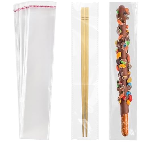 Dtmasao 2X10 Inches 100 Pcs Pretzel Bags Thickened Pretzel Rod, Self Sealing Cellophane Individual Clear Prezetels Sticks Food Safe Bags For Chocolate, Candies, Cookies