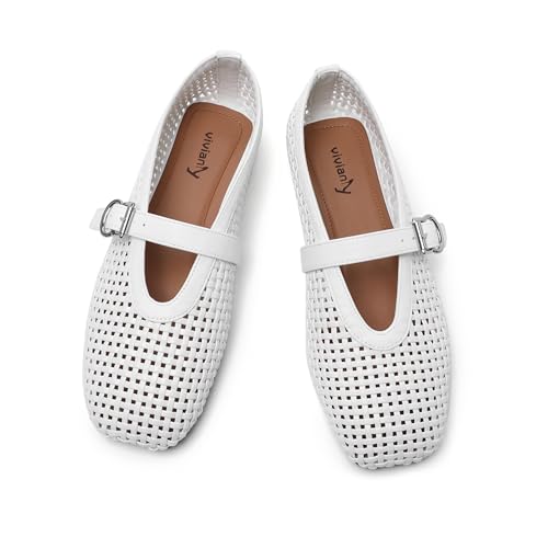 Image of vivianly Mesh Ballet Flats Shoes for Women Flats Comfortable Dressy Round Toe Mesh Flats Fishnet Mary Jane Flats for Events Party Leisure