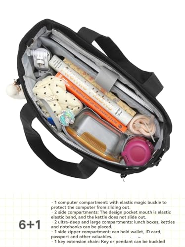 Large Capacity Canvas Laptop Tote Bag with Zipper, Multi-compartments School Work Tote Bag for Women 16in3