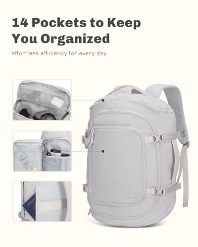 Image of Hynes Eagle Travel Laptop Backpack 16 inches Lightweight Flight Approved Carry on Personal Item Bag Weekender Bag Daypack 20L Light Grey Blue