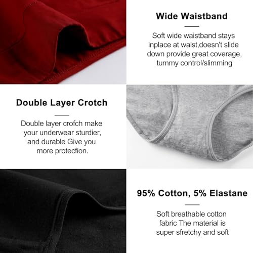 Annenmy High Waisted Womens Underwear Cotton Underwear Full Coverage Briefs Stretch Breathable Ladies Panties 5 Pack3