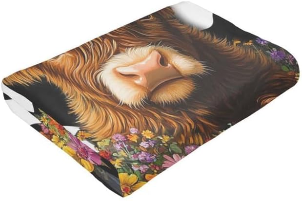 Highland Cow Blanket Warm Plush Cow Flannel Throw Blanket Super Soft Fleece Cozy Fuzzy Highland Cows Stuffed Animal Blanket Gifts for Kids Teens Adults Room Decor 40"X50" - Image 8