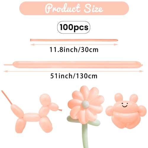 Image of 100Pcs Pastel Orange 260 Balloons, Long Balloon for Tying Balloon Arch, Long Skinny Balloons for Twisting Ballons Animal balloons Birthday Party Wedding Festival Decorations
