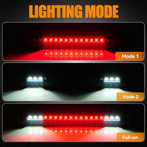 Image of Third 3rd Brake Light LED for 1988-1999 Chevy /GMC C1500 C2500 K1500 K2500 Silverado Blazer, High Mount Rear Brake Lights Assembly Center Cab Stop Cargo Light (Black Housing)