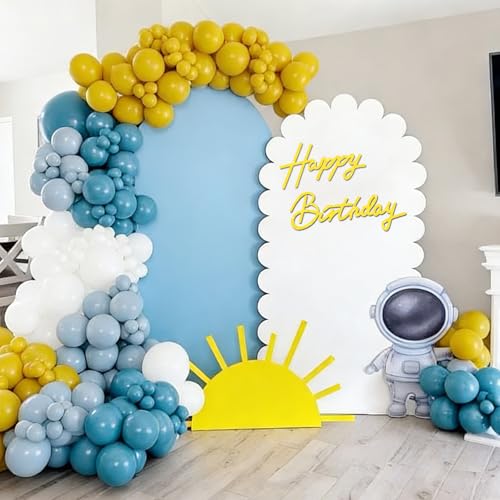 Image of TONIFUL Happy Birthday Sign for Backdrop - Glitter Yellow Felt Banner - Includes Dot Glue - Perfect for Birthday Party Backdrop,Wall Decr,Balloon Arch,Photo Background
