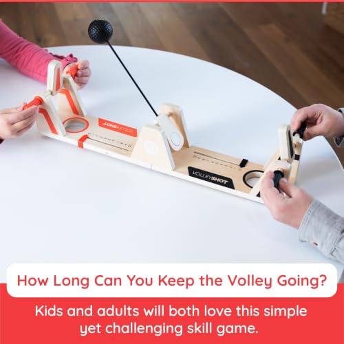 Image of Fat Brain Toys FatBrainToysFatBrainToysVolleyShot-Wooden2PlayerGames,TabletopGamesandFamilyGamesforKids&Adults,ToysforAges8-13+ | Family and party game made of wood. Hand-eye coordination, reflexes, concentration. All ages, kids to adults, 8 years and up.