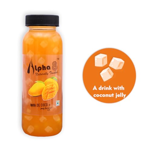 Image of ALPHA 8 Fruit Juice with NATA De Coco Coconut Cubes Natural Energizer & Immunity Booster, Healthy Juice, High Fiber, Real Natural Taste(Mango Juice, Pack of 24)