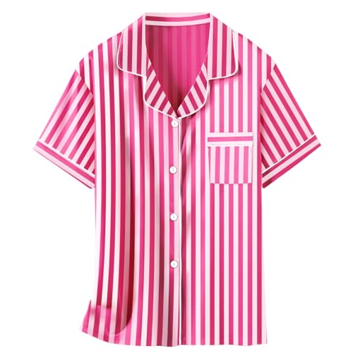 Image of Schbbbta Girls Womens Pajamas, Satin Silky Pjs Set Kids 2Pcs Button-Down Nightwear Sleepwear Gift for Mommy and me