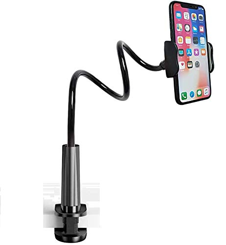 JSTBUY LABEL LZYSTND02 Gooseneck Phone Holder, Lazy Phone Stand with Flexible Long Arm and Bracket Grip for Smartphones & Tablet, 4.0-6.7 Inch Devices (Black)