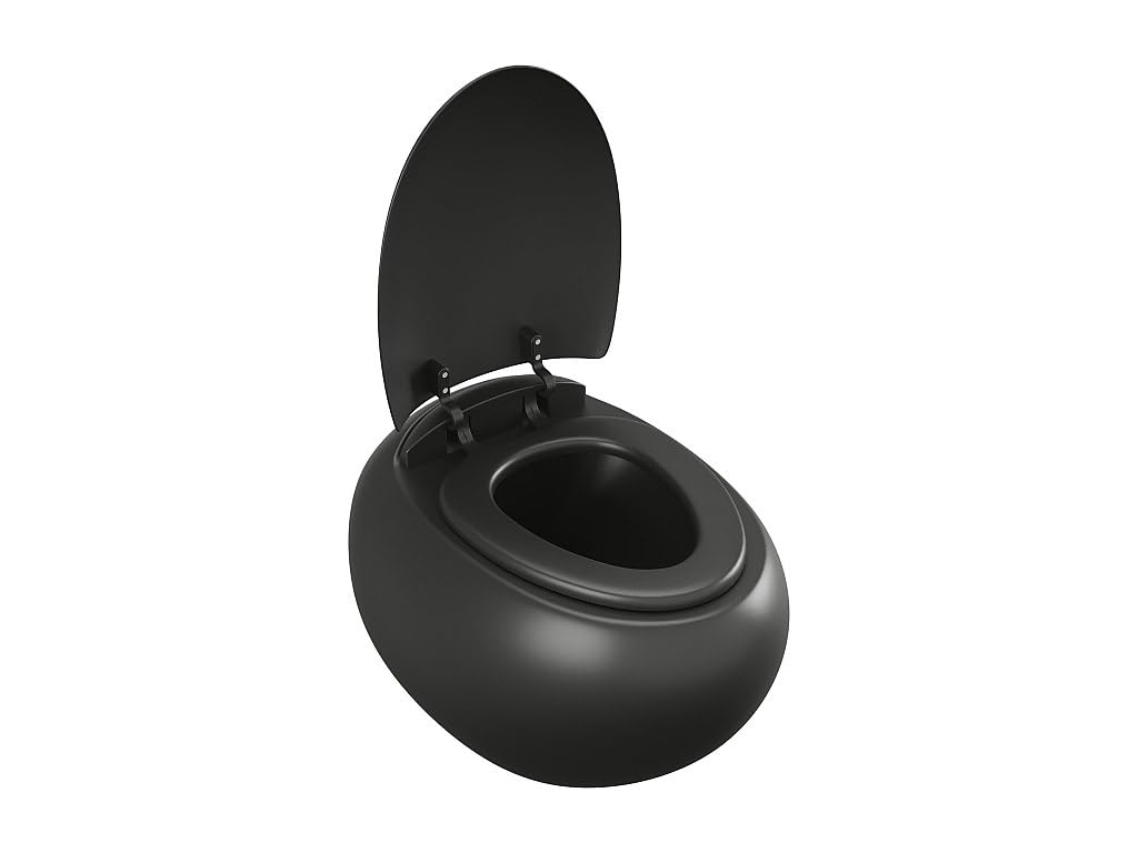 Venta-único - Pack de WC colgante de cerámica negro mate con soporte y placa de disparo - HURO II