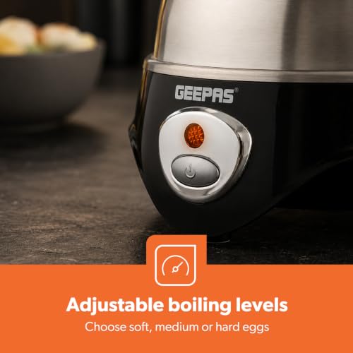 GEEPAS 2-in-1 Electric Egg Boiler & Omelette Maker Egg Cooker 7 Egg 360W | Auto Shut-Off, End-of-Cycle Alert & Overheat, Stainless Steel Lid, Measuring Cup with Egg Piercer, Fast & Energy Efficient - Image 8