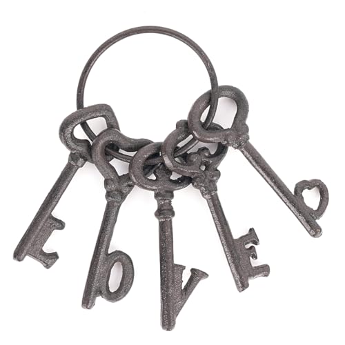 Sungmor Vintage Cast Iron Decorative Keys - Rustic Key Wall