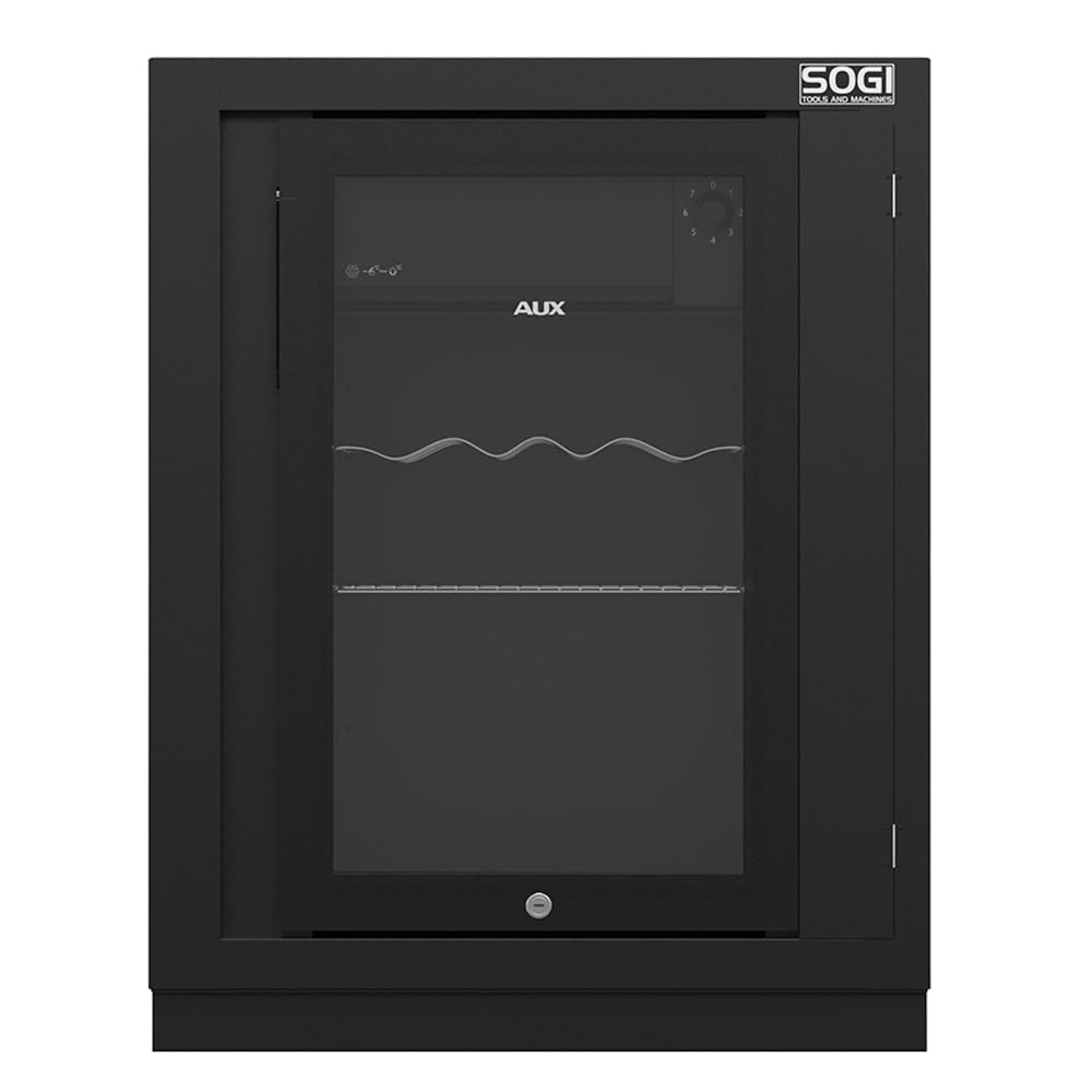 Sogi ARR-M-FRIGO - Armario para taller con nevera y congelador - 680 x 460 x 910 mm - 2 rejillas - clase B - negro grafito