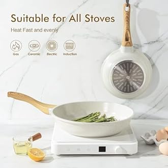 SENSARTE Nonstick Ceramic Frying Pan Skillet, 9.5 Inch Omelet Pan, Healthy Non Toxic Chef Pan, Induction Compatible Egg Pan with Heat Resistant Handle, PFAS-Free