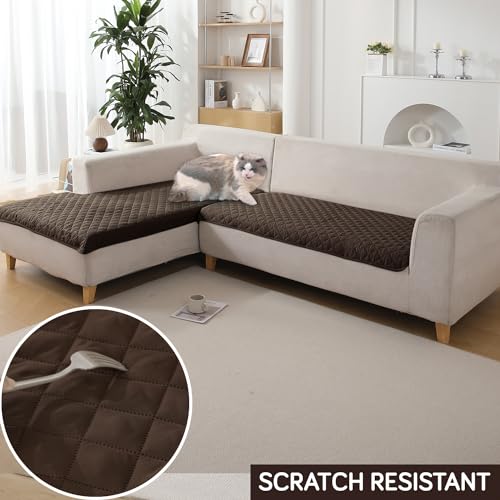 Image of HOKIPO Polyester Quilted Waterproof Sofa Cover Mats For L Shape And 1 /2 /3 Seater Sofa. Make Your Own Sofa Cover Set, Mat Length 81(D) X 110(L) Cm, Chocolate Brown (Ar-4965-W1)