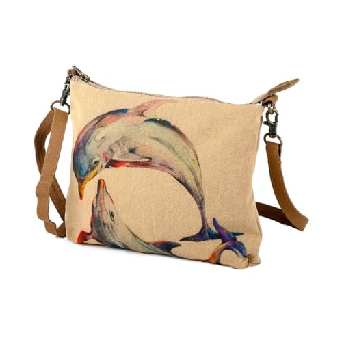 Dolphins - Wristlet Wallets for Women, Crossbody Sling Bags,100% Cotton Canvas, Cotton Canvas Purses for Women2