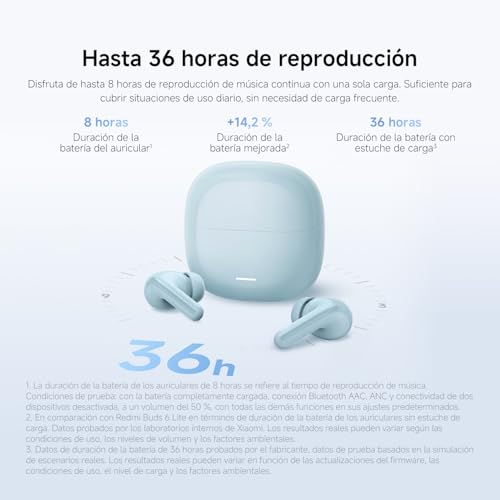XIAOMI REDMI Buds 8 Lite – Auriculares inalámbricos Bluetooth in-Ear con ANC 42 dB, Driver de 12,4 mm, Graves intensos, hasta 36 h de autonomía, 5 ajustes de EQ y Bluetooth 5.4. Azul - imagen 8