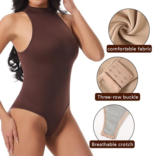 Vêtement modelant contrôle du ventre body string côtelé sans couture - 4