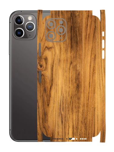 Image of AtOdds - Full Body Back Screen Guard Protector Film - Wooden Textured Lamination Wrap Skin Sticker for iPhone 11 Pro Max | Scratchproof Matte Finish (Design - Oak Wood)