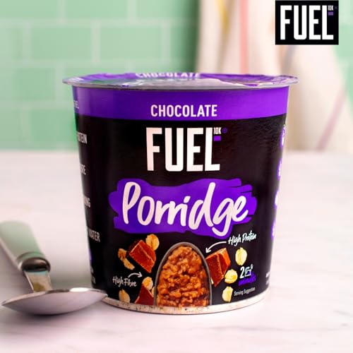 FUEL10K Porridge Pots, Chocolate - 8x70g - High Protein On The Go Breakfast