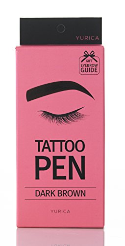 YURICA Tattoo Pen 10g, Eyebrow Semi Permanent Makeup, Long Lasting & Peel-Off (Dark Brown)