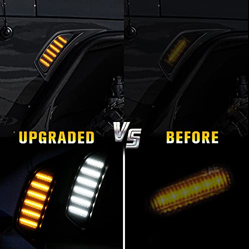Ndrush Fender Marker Lights Side Amber And White Turn Singals Light Smoked Lamp Led Lens Assembly Compatible With Jeep Wrangler Jl 2018 2019 2020 2021 #TOP3