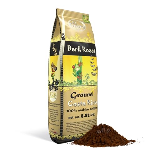 El Gusto - Single Origin Costa Rican Dark Roast Ground Coffee, 100% Arabica, Shade Grown, Handpicked & Sun-Dried - Roasted, Freshly Ground & Sealed - (250g)