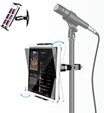 Luxtude Soporte Tablet de Aluminio para Pie de Micrófono, Micrófono 360° Ajustable Soporte iPad, Soporte de Micro para Tablet para iPad Pro 12.9, iPad Air Mini, iPhone y más Tabletas de 4 a 12,9'
