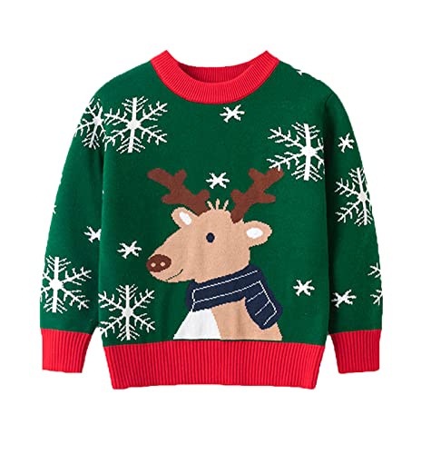 Image of HILEELANG Toddler Boy Girl Christmas Sweater Pullover Reindeer Elk Snowman Sweatshirts Tops