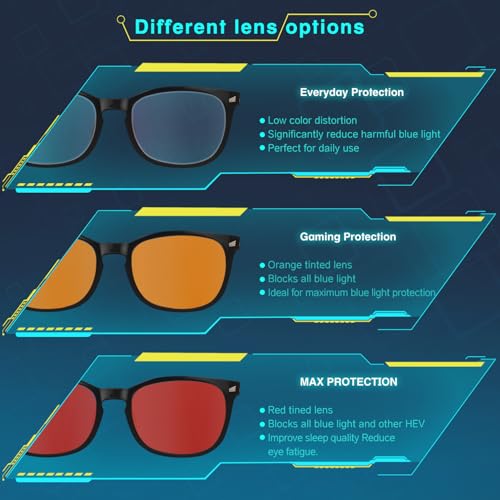 Image of Blue Light Glasses for Woman Men, 99% Blocking Red Light Lens | Anti Eyestrain & UV Glare Protection, Computer Blue Light Blocking Glasses for Gaming TV Phone Screen