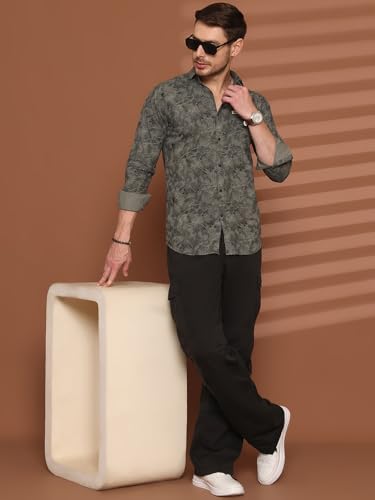 Image of Majestic Man Printed Pure Cotton Slim Fit Casual Shirt