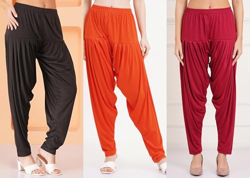 Image of Buy That Trendz Patiyala Pants for Women 3 Combo Patiyala Salwar Harem Viscose Bottoms Pants for Womens