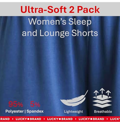 Image of Lucky Brand Women's Pajama Bottoms - Ultra-Soft 2 Pack Sleep and Lounge Sweat Shorts, Cortos de Pijama para Mujer