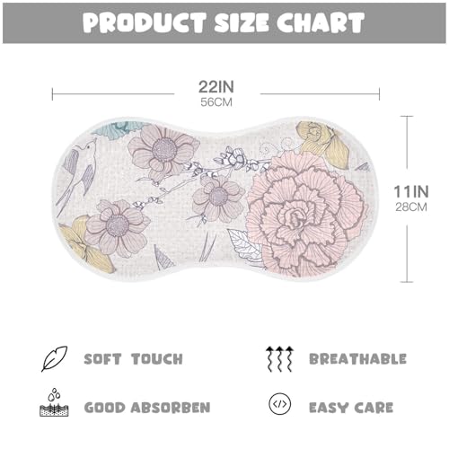 Bolaz Baby Burp Cloths 2 Pack,Feeding Cloths Face Towel Super Absorbent Soft Cotton Burping Rags Feeding Bibs for Newborn Boys Girls-Rose Flower3