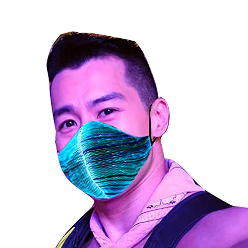 1clienic Light Up Rave Mask 7 Color Flashing LED Dust Mask Rechargeable Luminous Fiber Optic Glowing Party Mask for Christmas Halloween EDC EDM Men Women