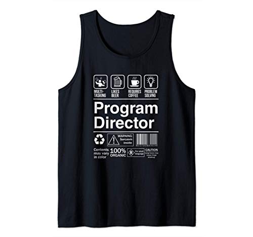 Program Director Product Label Funny Gift Camiseta sin Mangas